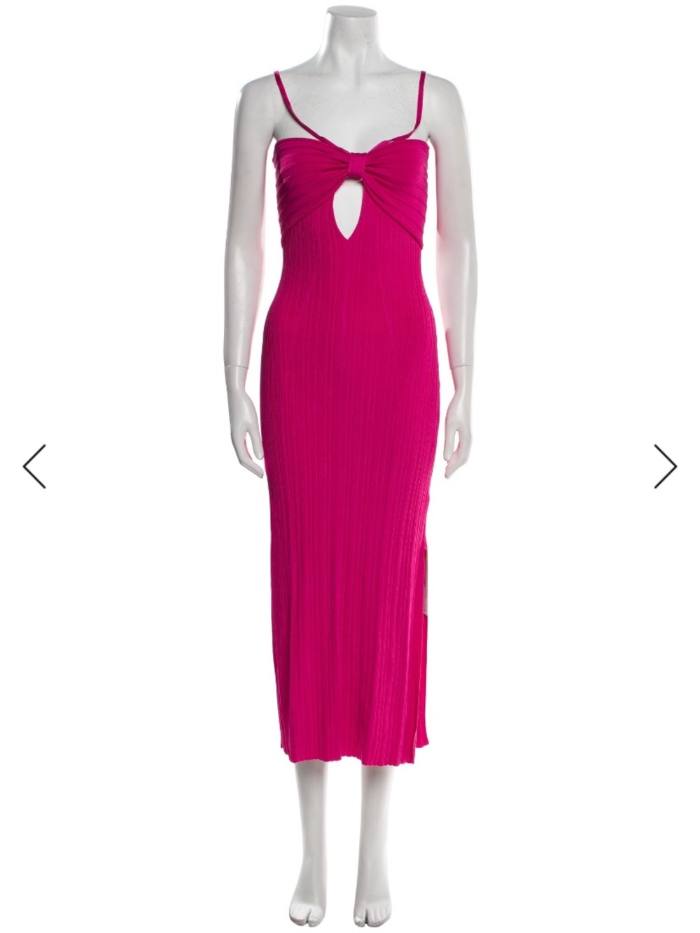 cult gaia Fuchsia Knot-Front Ribbed Midi Dress